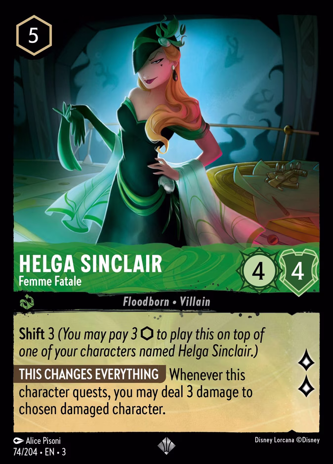 Helga Sinclair - Femme Fatale — Into the Inklands #74 (Disney Lorcana card)
