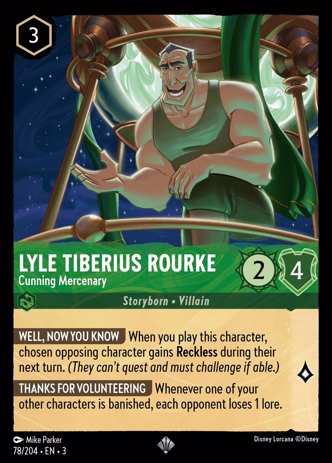 Lyle Tiberius Rourke - Cunning Mercenary — Into the Inklands #78 (Disney Lorcana card)