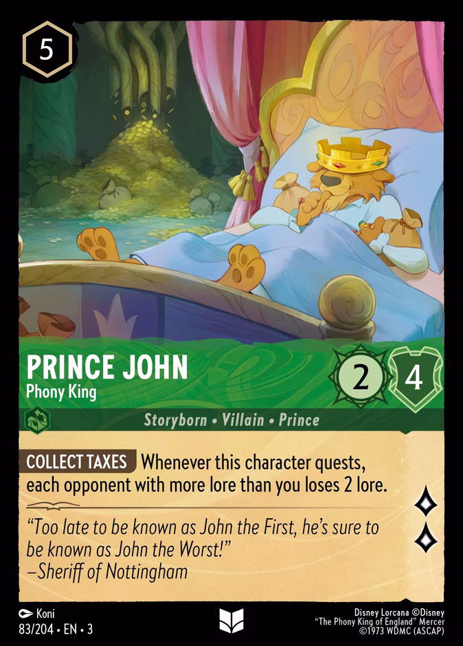 Prince John - Phony King — Into the Inklands #83 (Disney Lorcana card)