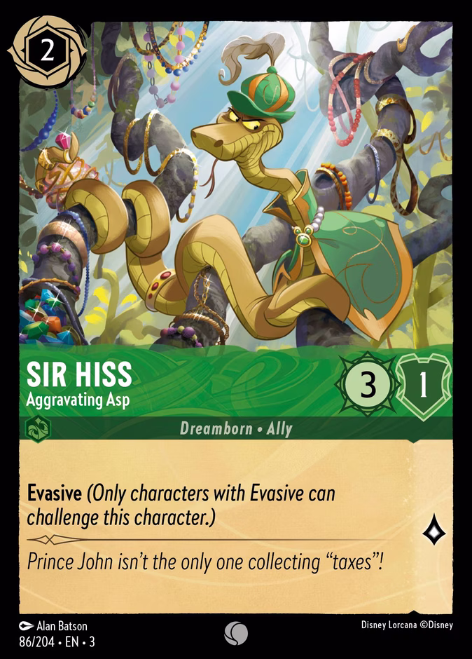 Sir Hiss - Aggravating Asp — Into the Inklands #86 (Disney Lorcana card)