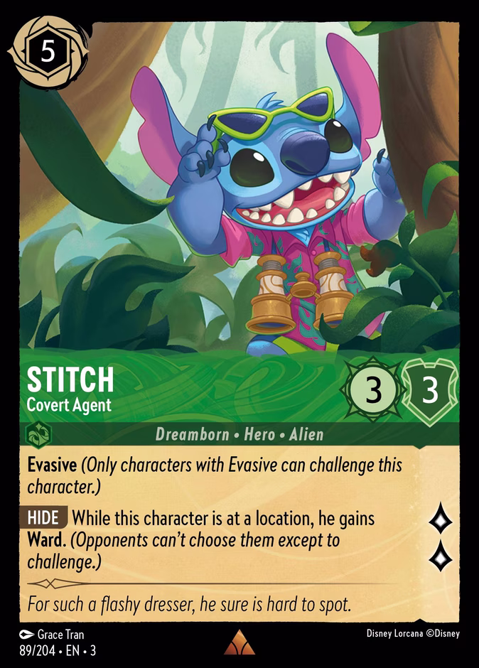 Stitch - Covert Agent — Into the Inklands #89 (Disney Lorcana card)