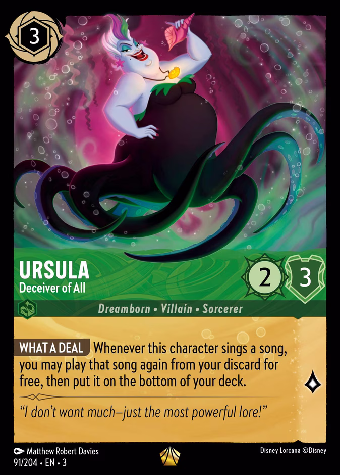 Ursula - Deceiver of All — Into the Inklands #91 (Disney Lorcana card)