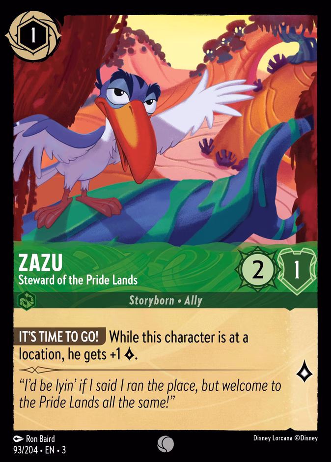 Zazu - Steward of the Pride Lands — Into the Inklands #93 (Disney Lorcana card)
