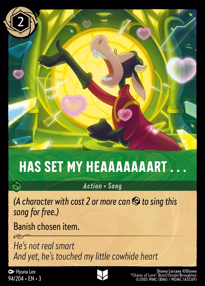 Has Set My Heaaaaaaart . . . — Into the Inklands #94 (Disney Lorcana card)