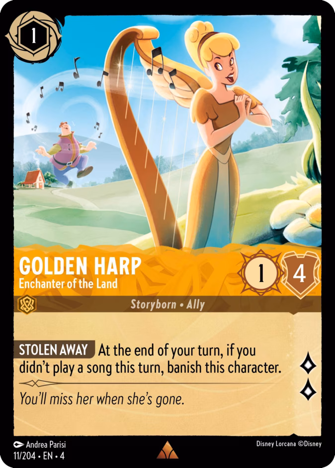 Golden Harp - Enchanter of the Land — Ursula's Return #11 (Disney Lorcana card)