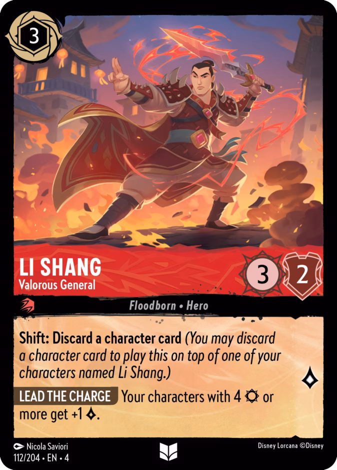 Li Shang - Valorous General — Ursula's Return #112 (Disney Lorcana card)