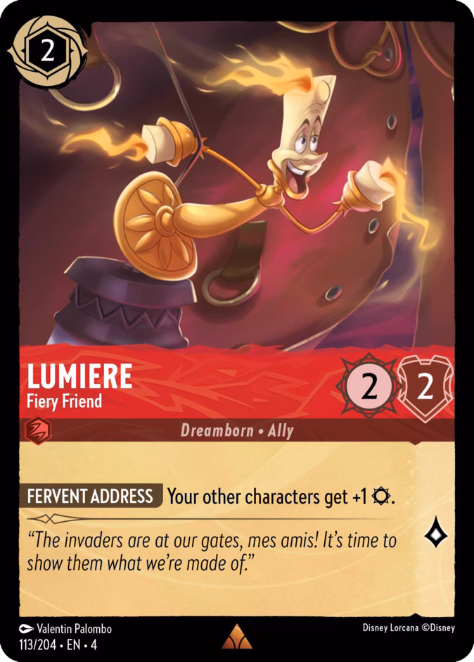 Lumiere - Fiery Friend — Ursula's Return #113 (Disney Lorcana card)
