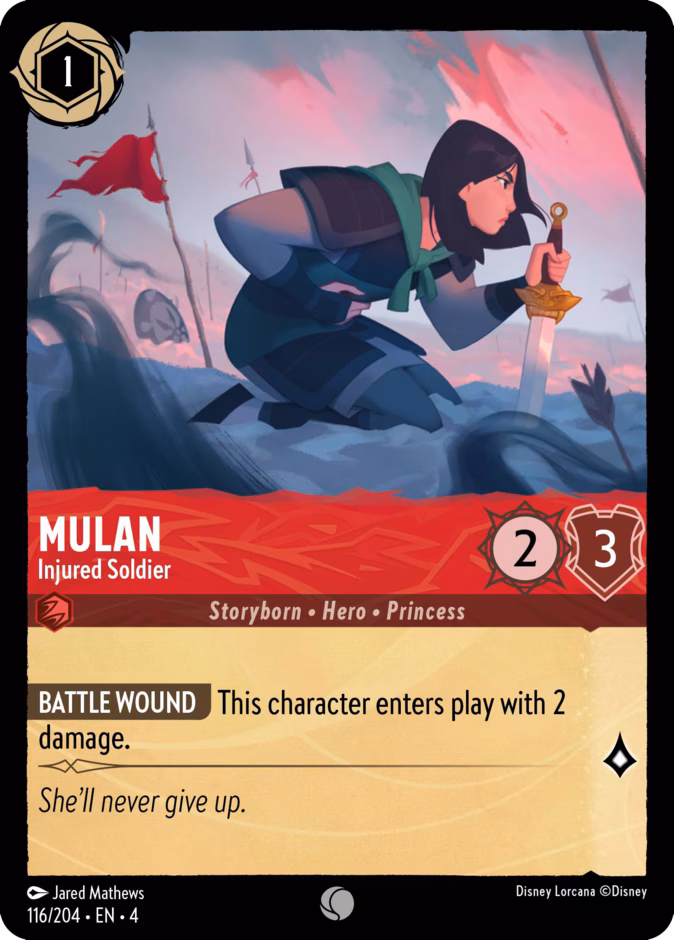 Mulan - Injured Soldier — Ursula's Return #116 (Disney Lorcana card)