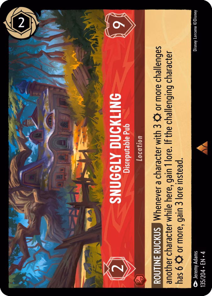 Snuggly Duckling - Disreputable Pub — Ursula's Return #135 (Disney Lorcana card)
