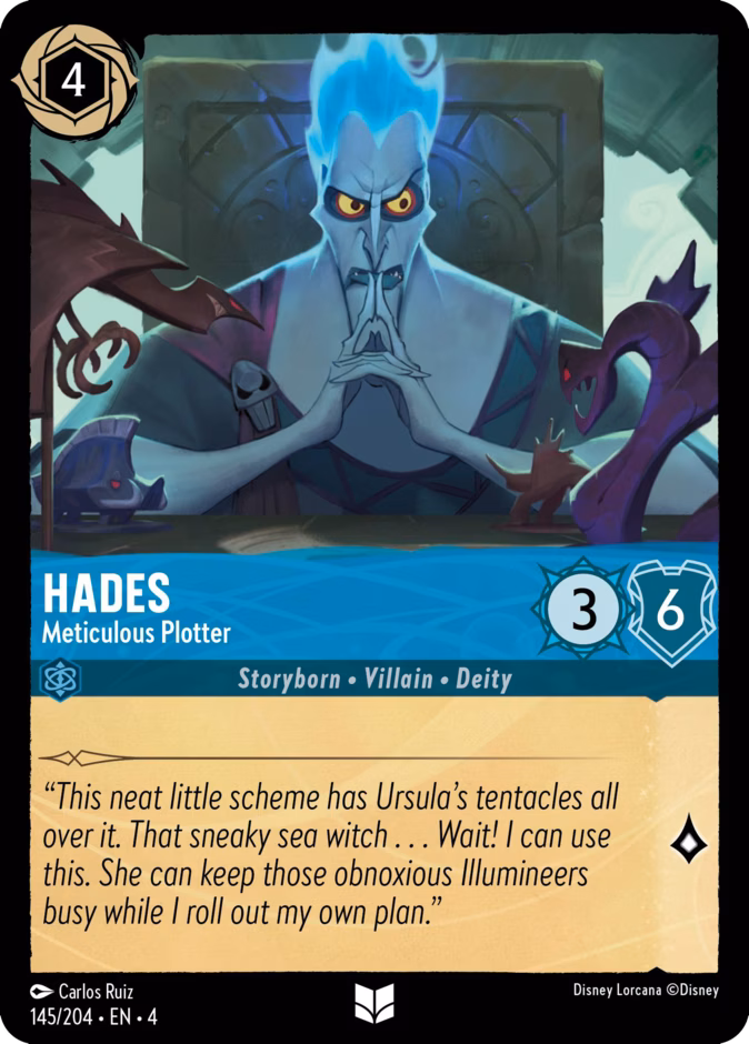 Hades - Meticulous Plotter — Ursula's Return #145 (Disney Lorcana card)