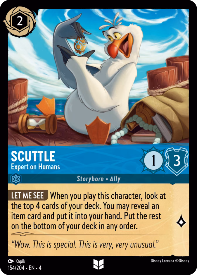 Scuttle - Expert on Humans — Ursula's Return #154 (Disney Lorcana card)