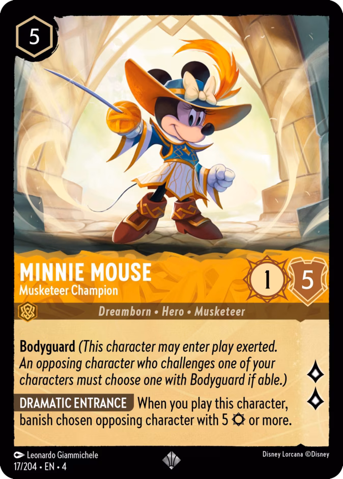 Minnie Mouse - Musketeer Champion — Ursula's Return #17 (Disney Lorcana card)