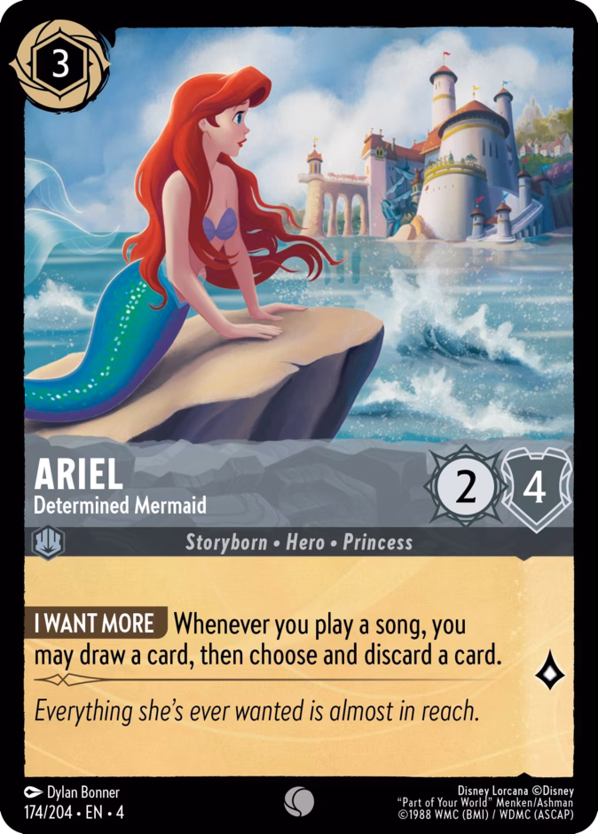 Ariel - Determined Mermaid — Ursula's Return #174 (Disney Lorcana card)