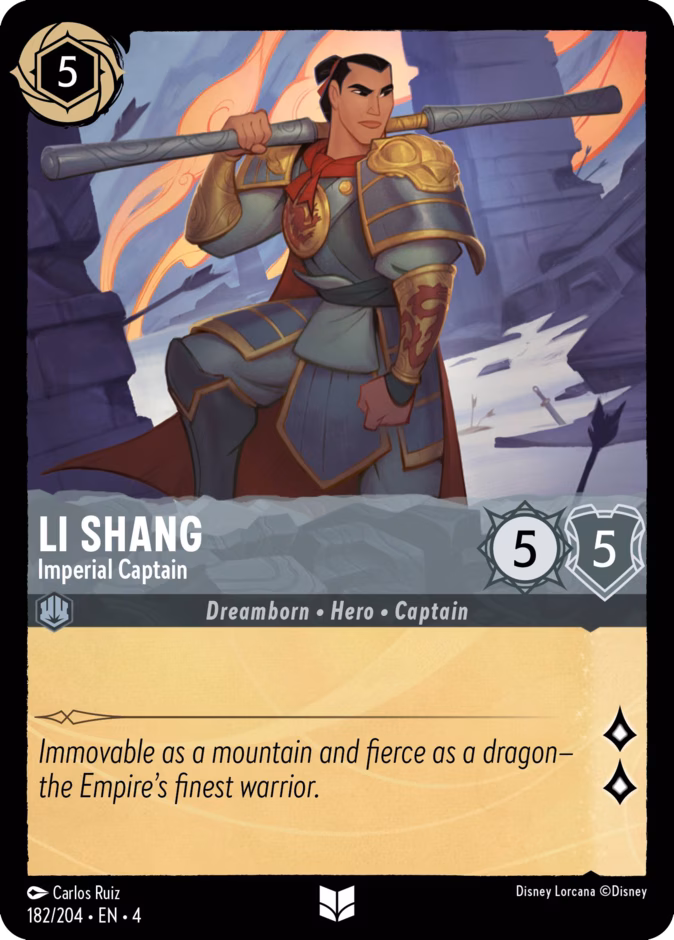 Li Shang - Imperial Captain — Ursula's Return #182 (Disney Lorcana card)