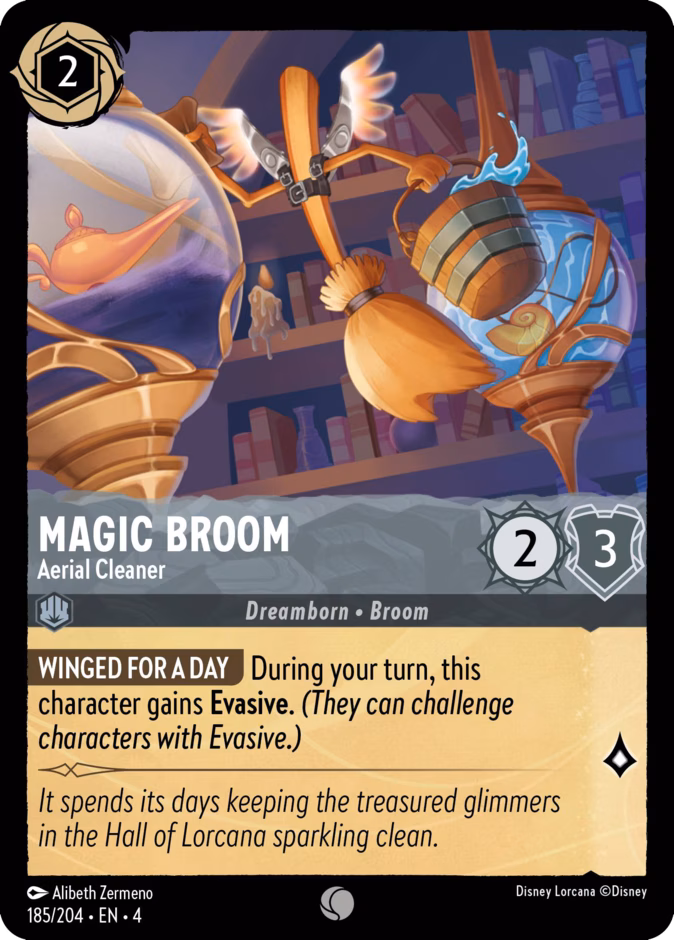 Magic Broom - Aerial Cleaner — Ursula's Return #185 (Disney Lorcana card)