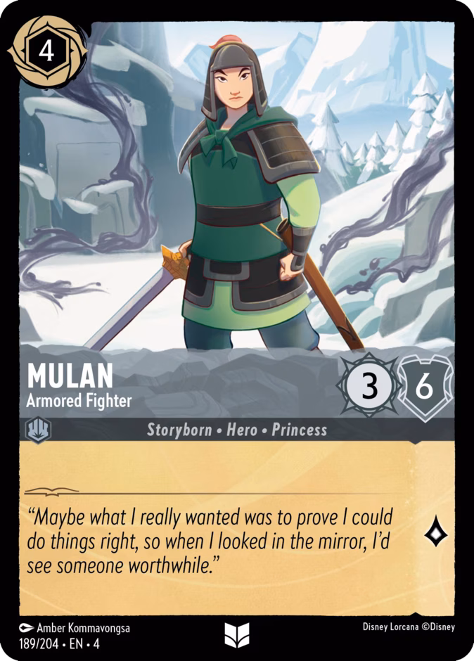 Mulan - Armored Fighter — Ursula's Return #189 (Disney Lorcana card)