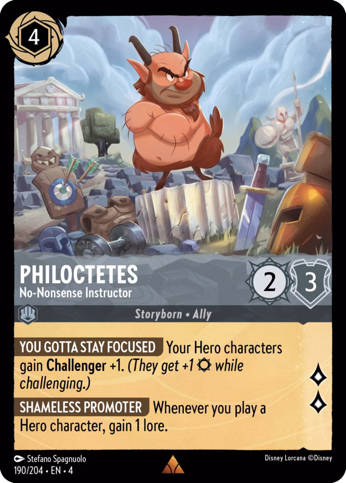 Philoctetes - No-Nonsense Instructor — Ursula's Return #190 (Disney Lorcana card)