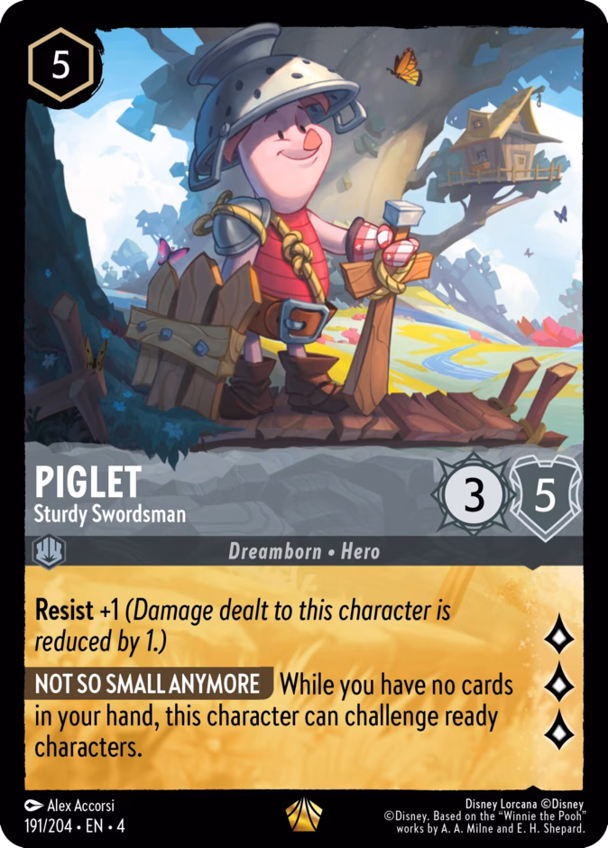 Piglet - Sturdy Swordsman — Ursula's Return #191 (Disney Lorcana card)