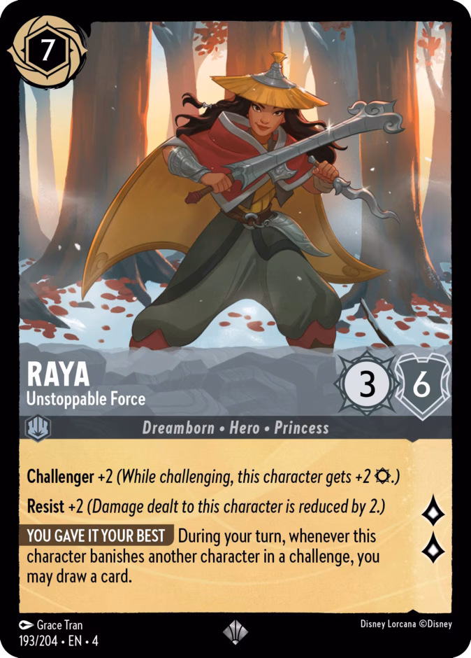 Raya - Unstoppable Force — Ursula's Return #193 (Disney Lorcana card)