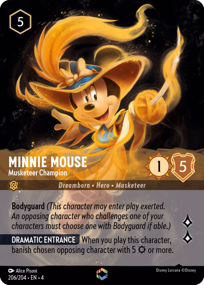 Minnie Mouse - Musketeer Champion — Ursula's Return #206 (Disney Lorcana card)