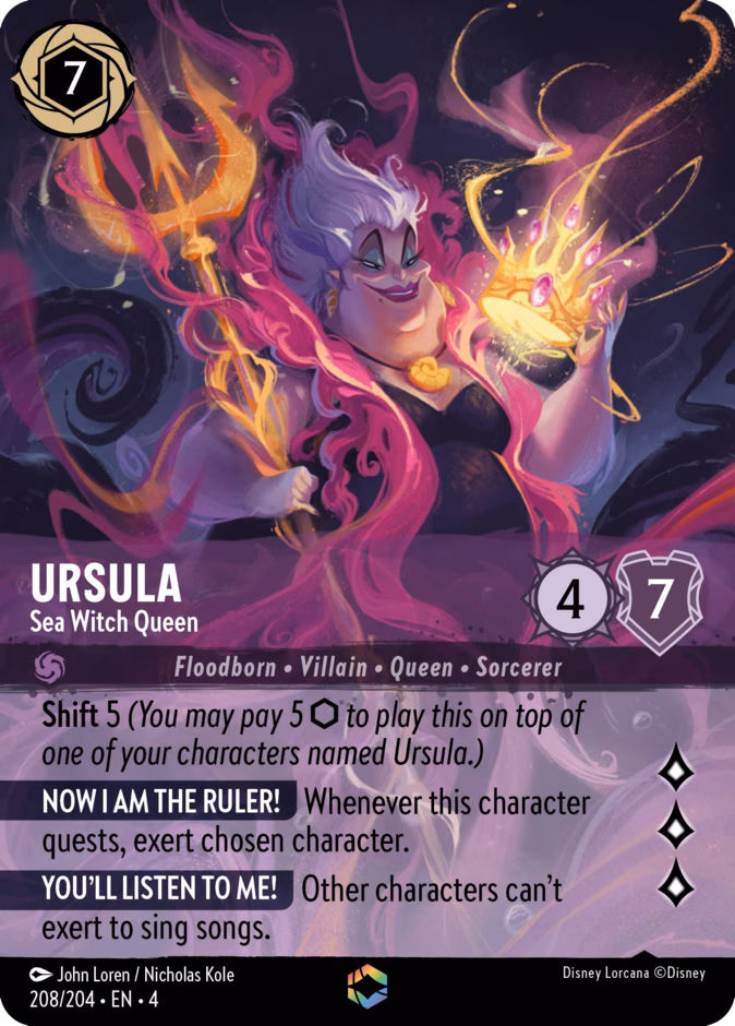 Ursula - Sea Witch Queen — Ursula's Return #208 (Disney Lorcana card)