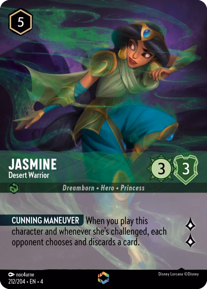 Jasmine - Desert Warrior — Ursula's Return #212 (Disney Lorcana card)