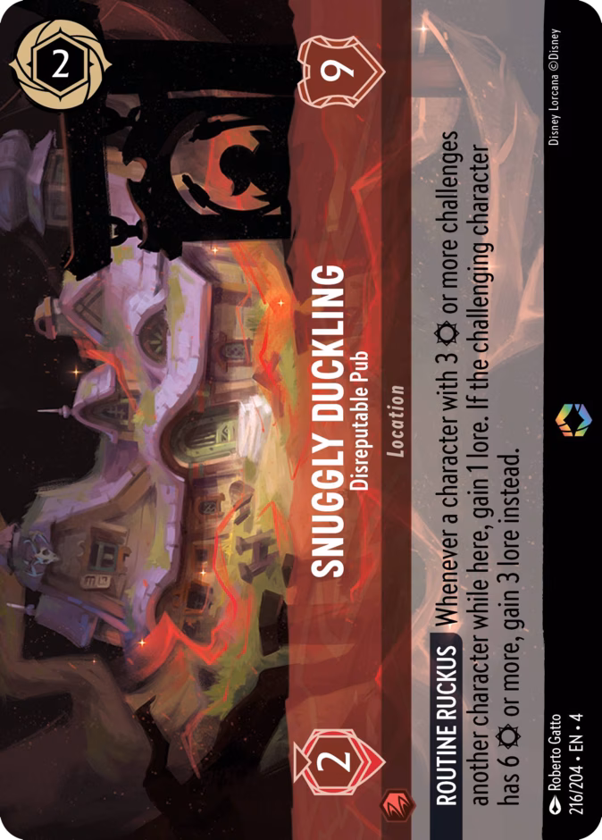 Snuggly Duckling - Disreputable Pub — Ursula's Return #216 (Disney Lorcana card)