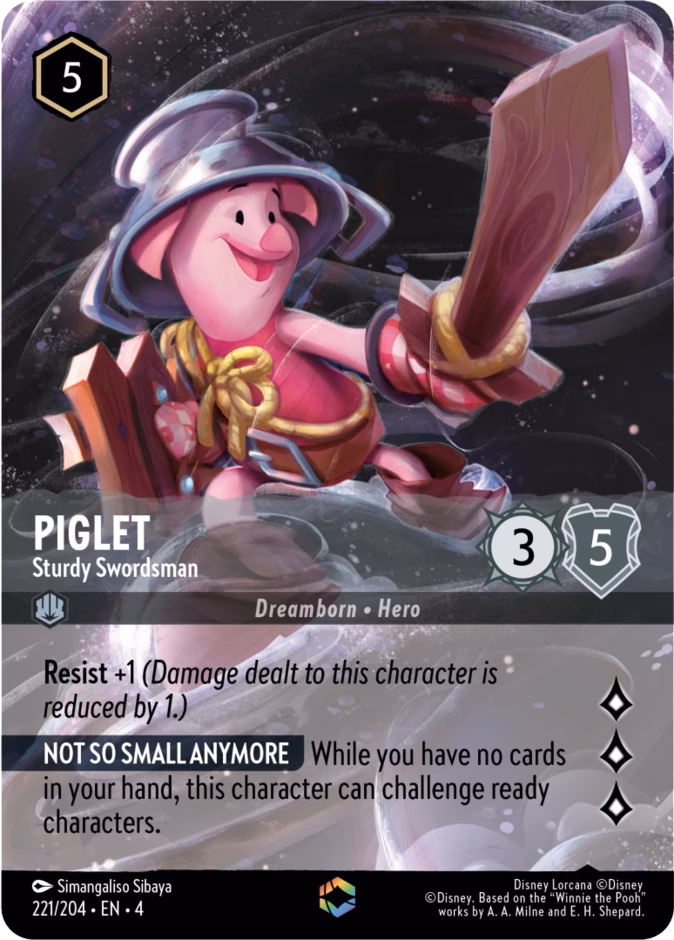 Piglet - Sturdy Swordsman — Ursula's Return #221 (Disney Lorcana card)