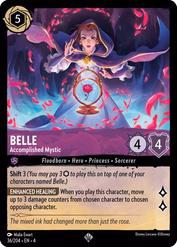 Belle - Accomplished Mystic — Ursula's Return #36 (Disney Lorcana card)