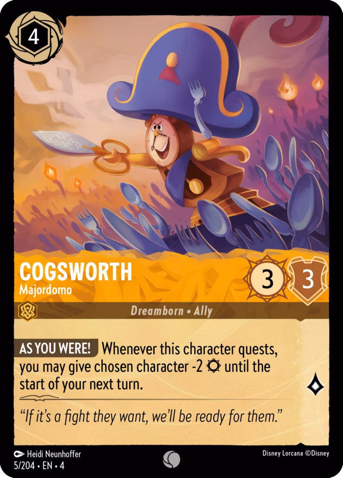 Cogsworth - Majordomo — Ursula's Return #5 (Disney Lorcana card)