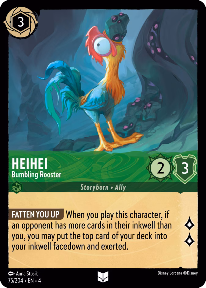 HeiHei - Bumbling Rooster — Ursula's Return #75 (Disney Lorcana card)