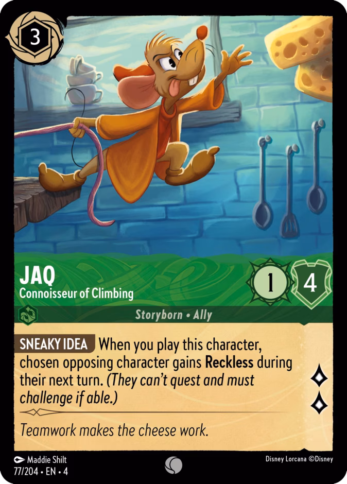 Jaq - Connoisseur of Climbing — Ursula's Return #77 (Disney Lorcana card)