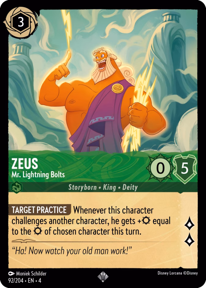 Zeus - Mr. Lightning Bolts — Ursula's Return #92 (Disney Lorcana card)