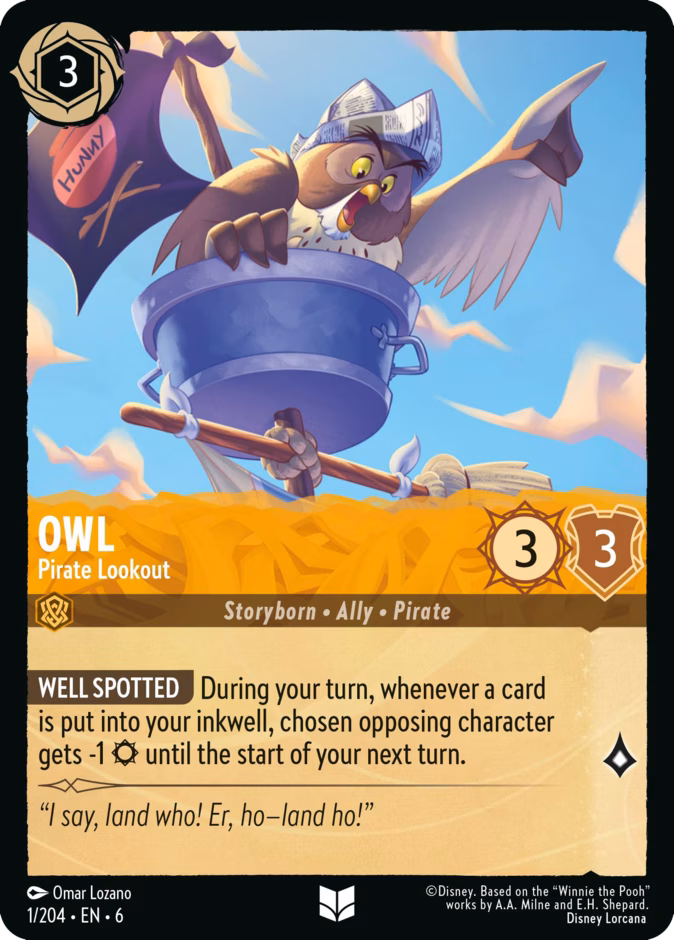 Owl - Pirate Lookout — Azurite Sea #1 (Disney Lorcana card)