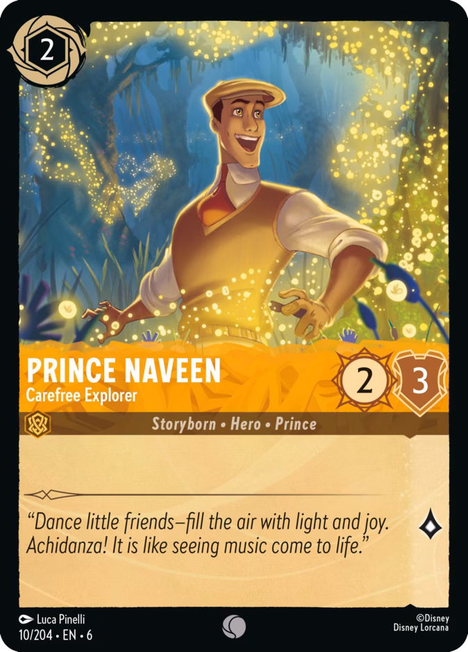 Prince Naveen - Carefree Explorer — Azurite Sea #10 (Disney Lorcana card)