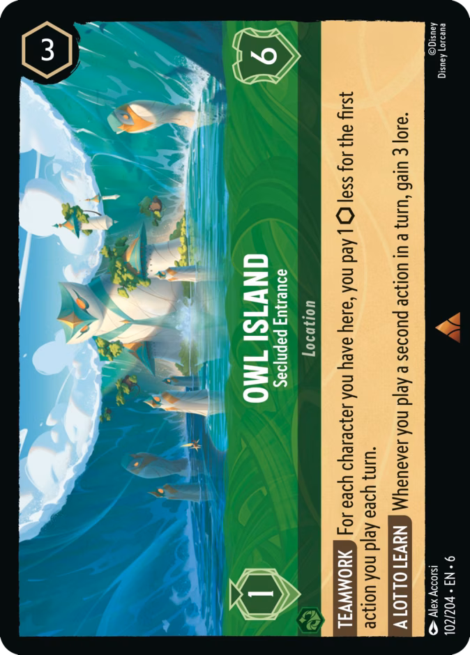 Owl Island - Secluded Entrance — Azurite Sea #102 (Disney Lorcana card)