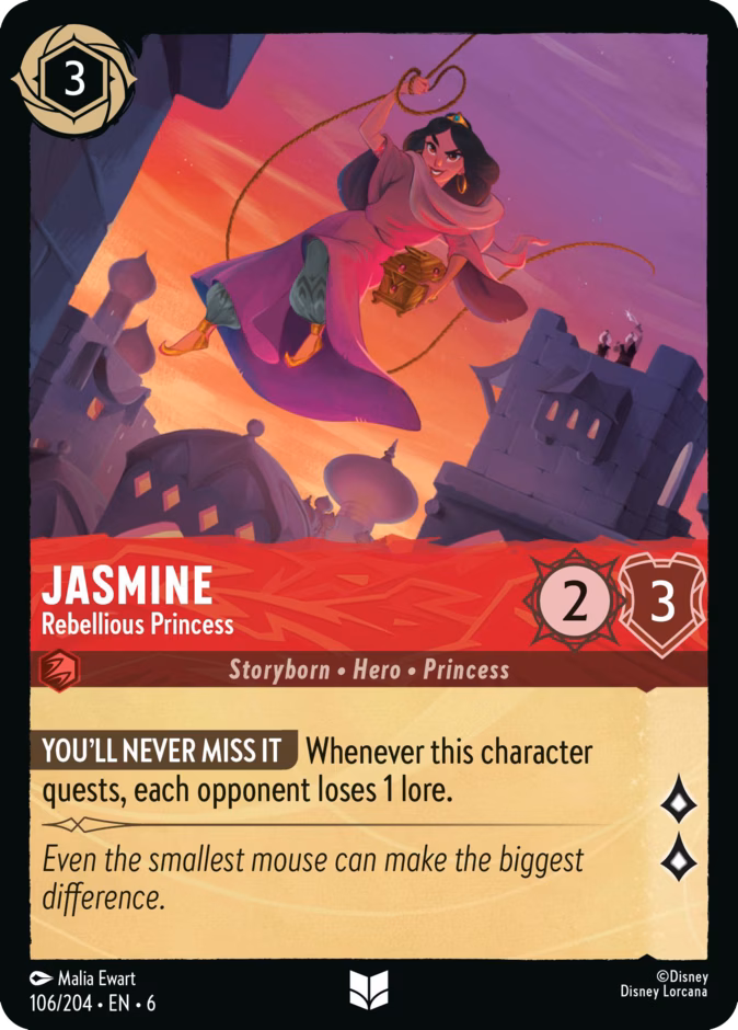 Jasmine - Rebellious Princess — Azurite Sea #106 (Disney Lorcana card)