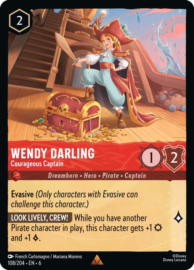 Wendy Darling - Courageous Captain — Azurite Sea #108 (Disney Lorcana card)