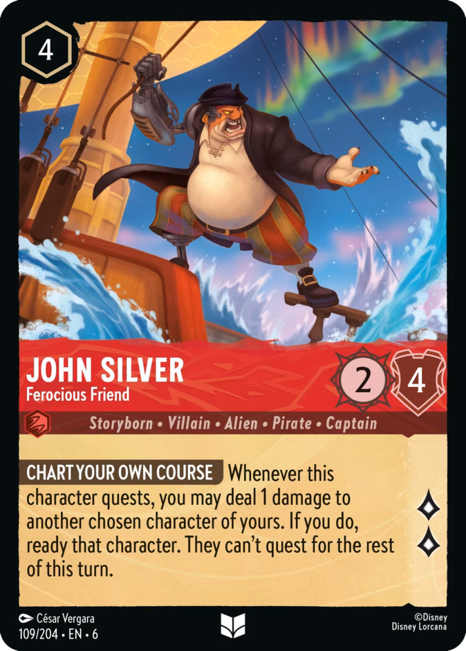 John Silver - Ferocious Friend — Azurite Sea #109 (Disney Lorcana card)