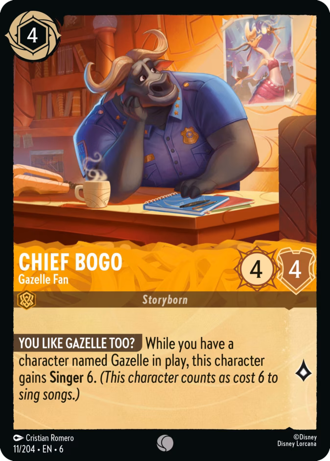Chief Bogo - Gazelle Fan — Azurite Sea #11 (Disney Lorcana card)