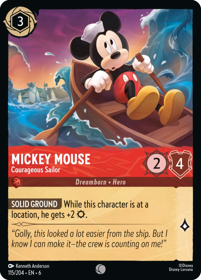 Mickey Mouse - Courageous Sailor — Azurite Sea #115 (Disney Lorcana card)