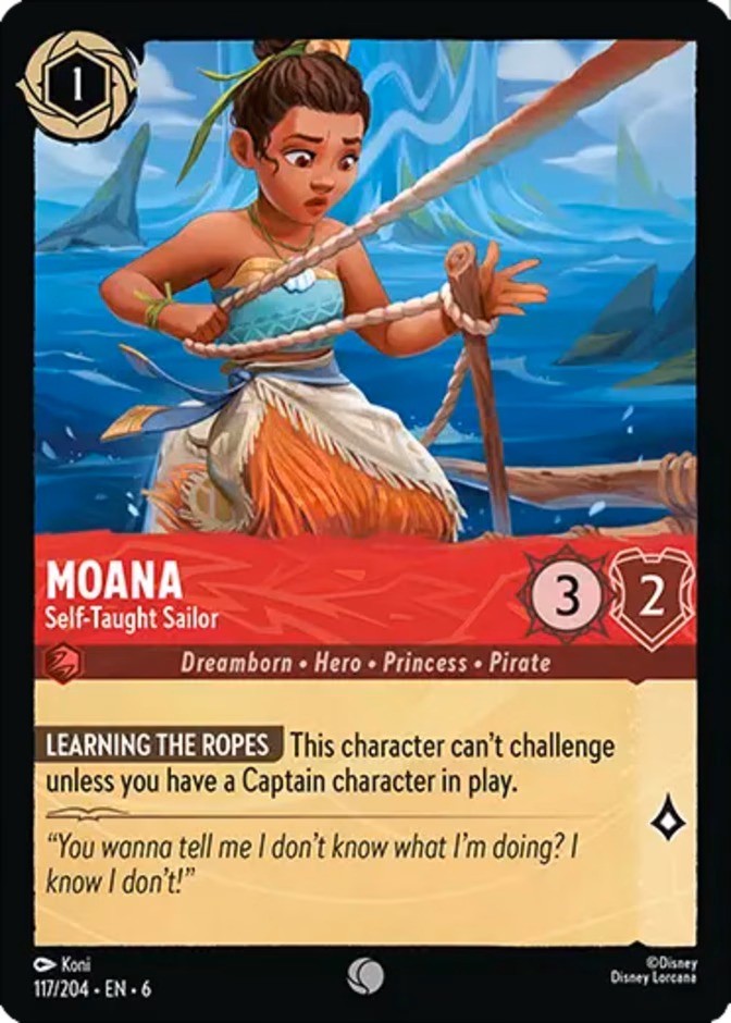 Moana - Self-Taught Sailor — Azurite Sea #117 (Disney Lorcana card)