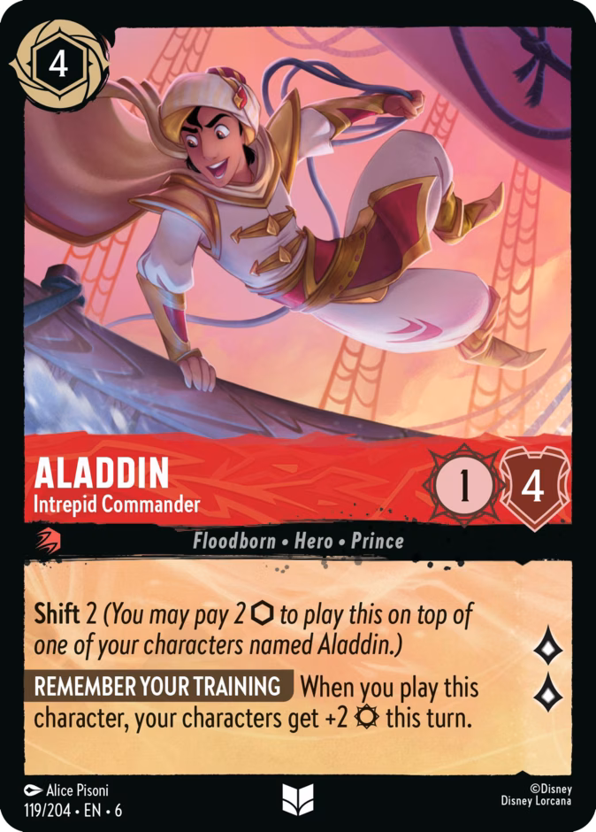 Aladdin - Intrepid Commander — Azurite Sea #119 (Disney Lorcana card)