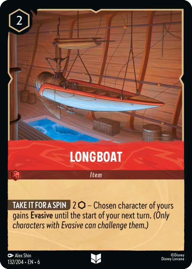 Longboat — Azurite Sea #132 (Disney Lorcana card)