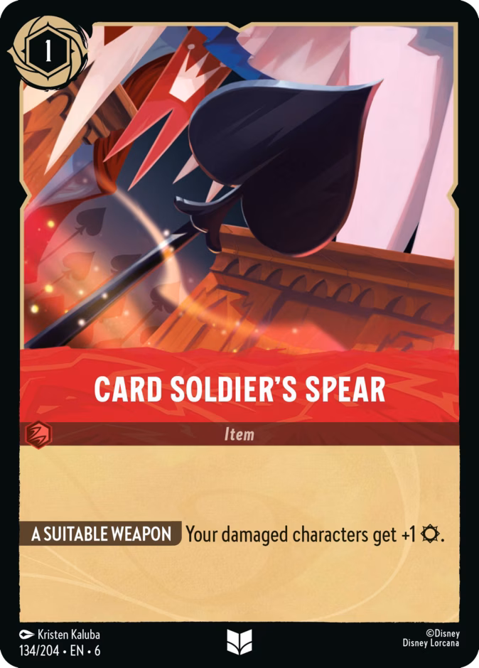 Card Soldier's Spear — Azurite Sea #134 (Disney Lorcana card)