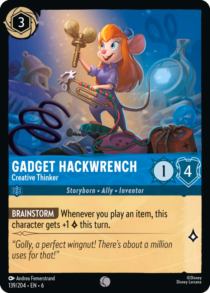 Gadget Hackwrench - Creative Thinker — Azurite Sea #139 (Disney Lorcana card)