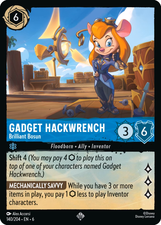 Gadget Hackwrench - Brilliant Bosun — Azurite Sea #140 (Disney Lorcana card)