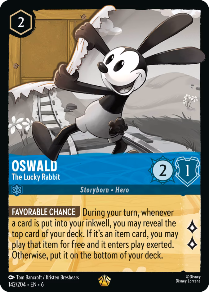 Oswald - The Lucky Rabbit — Azurite Sea #142 (Disney Lorcana card)