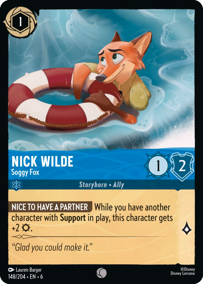 Nick Wilde - Soggy Fox — Azurite Sea #148 (Disney Lorcana card)