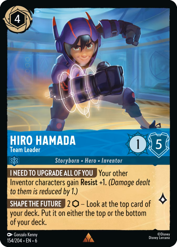 Hiro Hamada - Team Leader — Azurite Sea #154 (Disney Lorcana card)